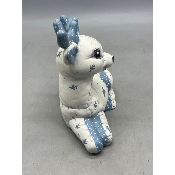 Christmas Reindeer Kimple Ceramic Mold Deer Figurine white blue Handpainted READ - Picture 5 of 6